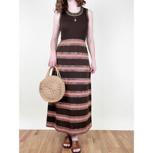 Vintage 70s European Knit Maxi Dress Quiet Luxury Luxe Old Money Italy High Rise